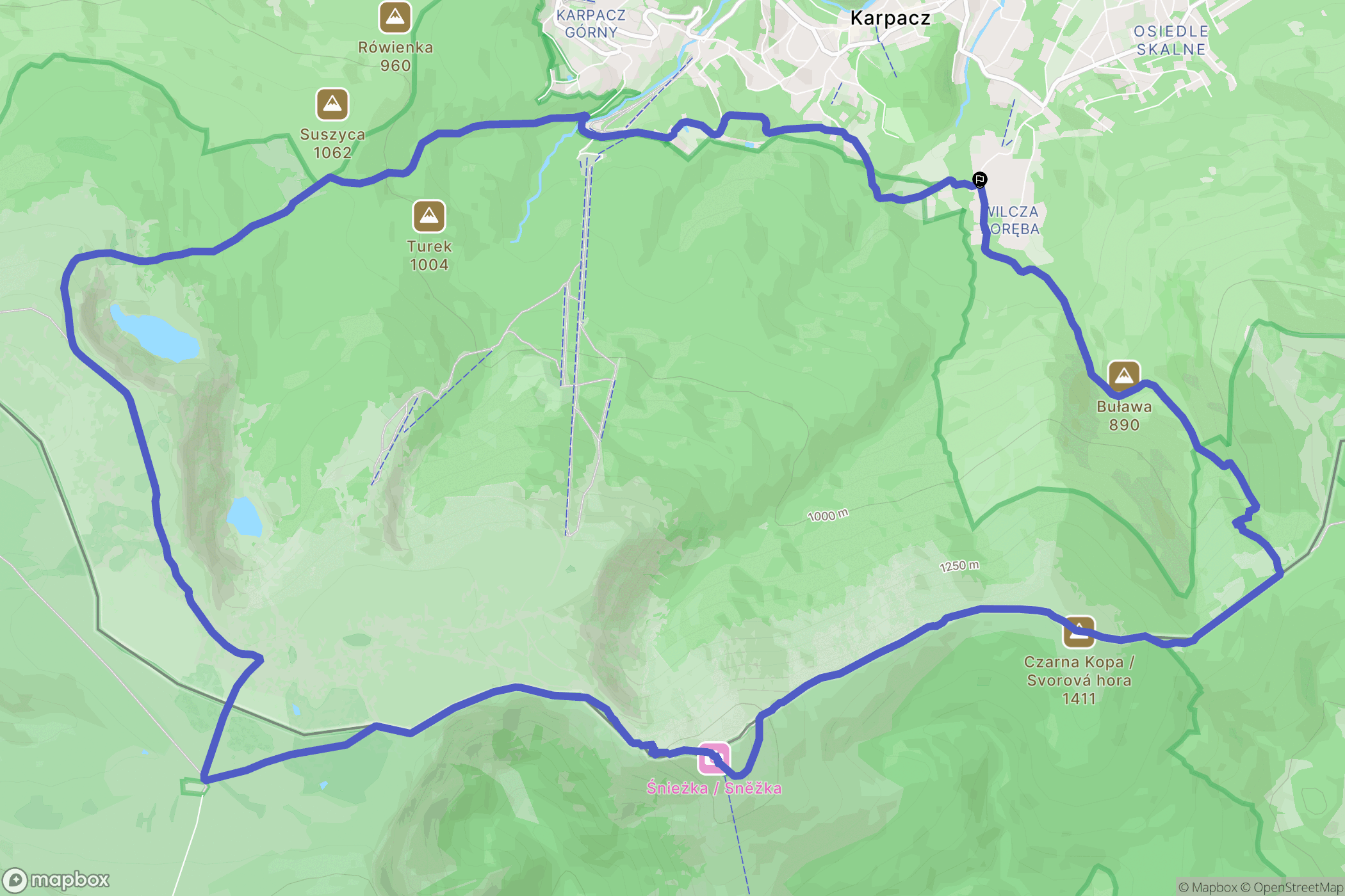 Karpacz: mapa trasy - Poland