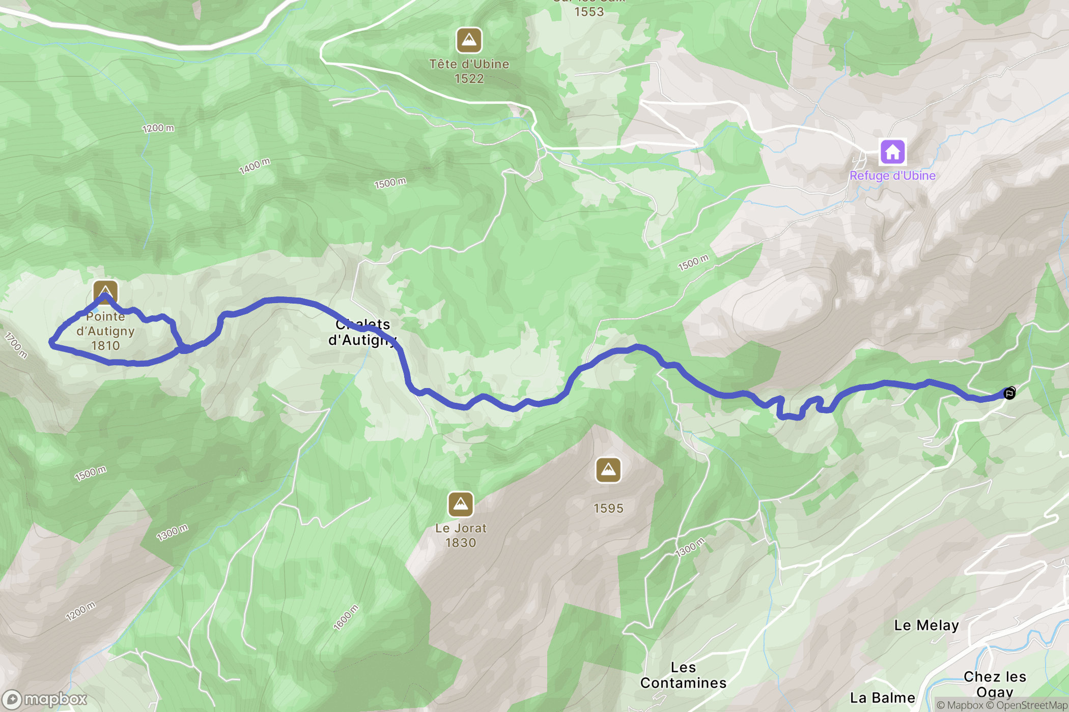 Abondance : carte du parcours de randonnée - France
