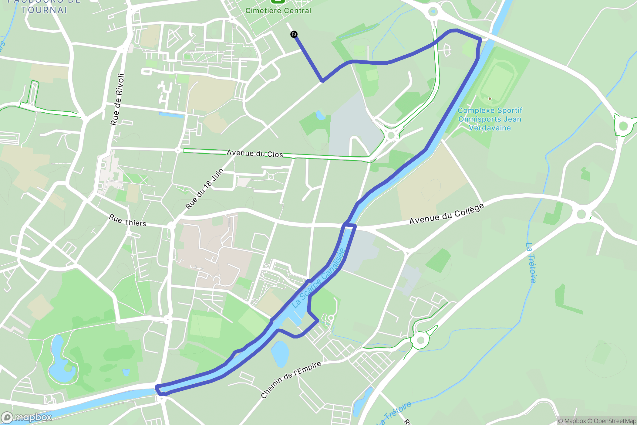 Saint-Amand-les-Eaux : carte du parcours de randonnée - France