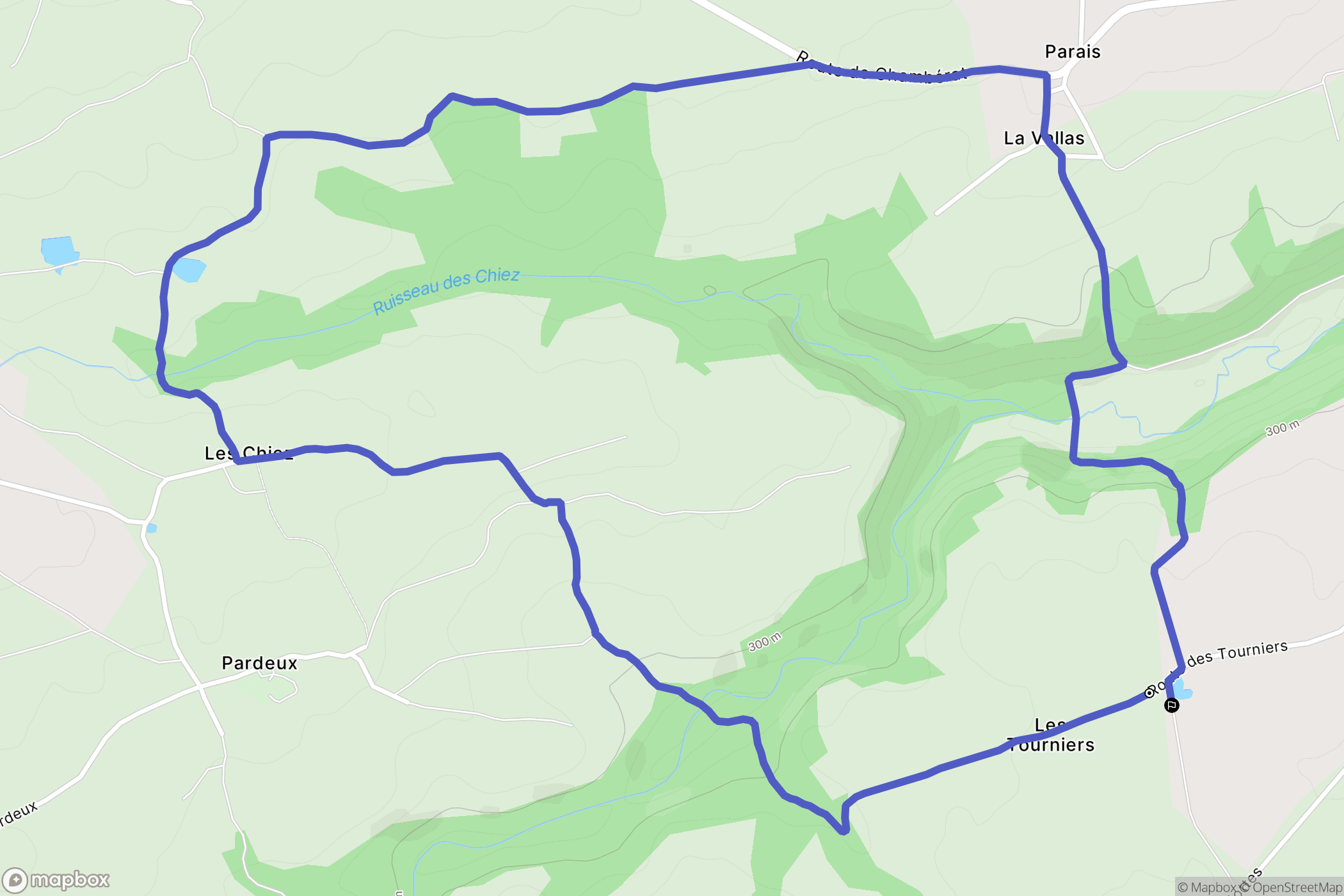 La Chapelaude : carte du parcours de randonnée - France