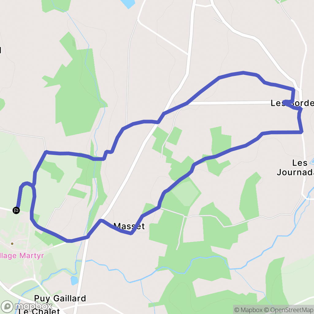 Oradour-sur-Glane : carte du parcours de randonnée - France