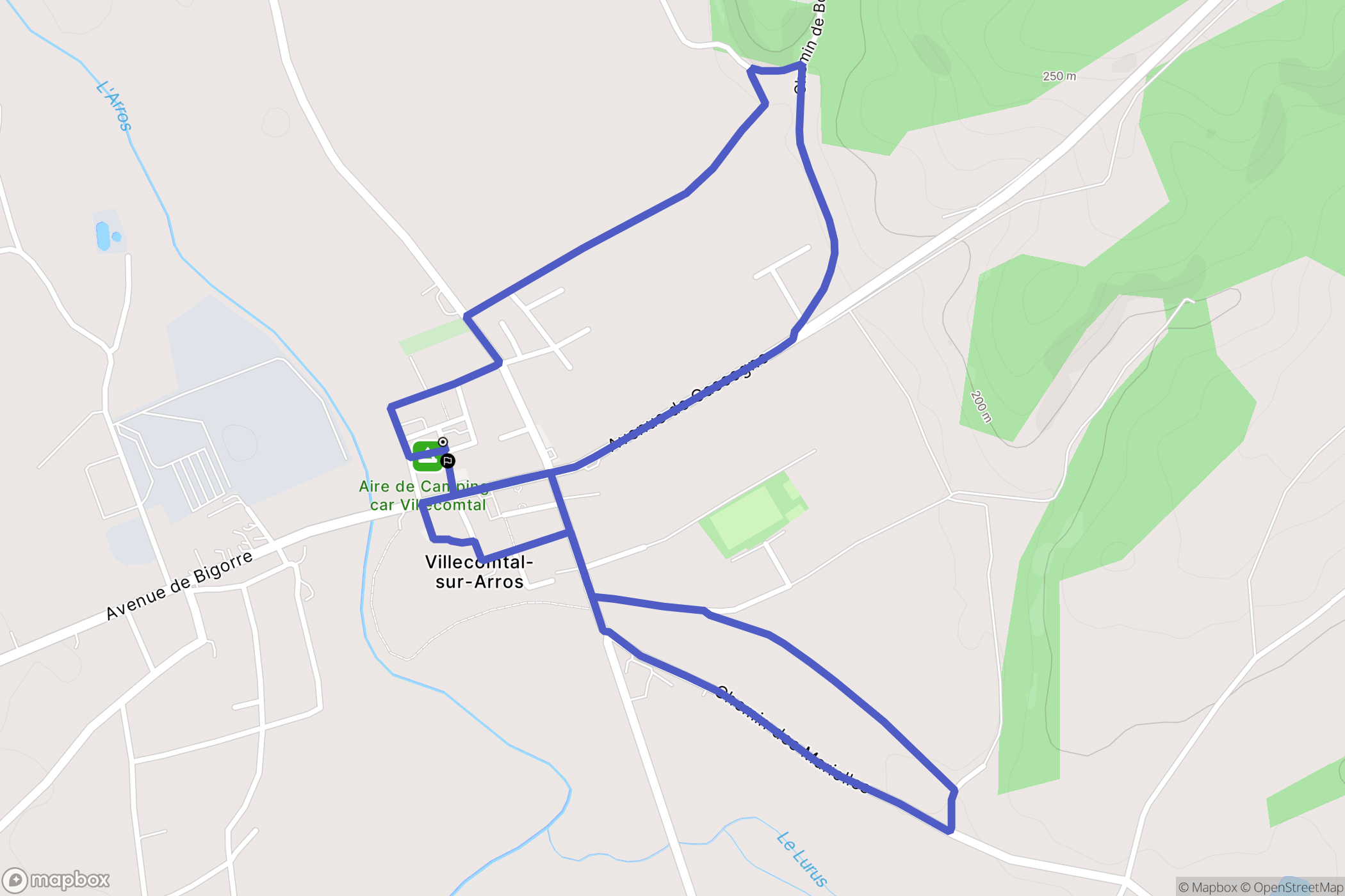 Villecomtal-sur-Arros : carte du parcours de randonnée - France