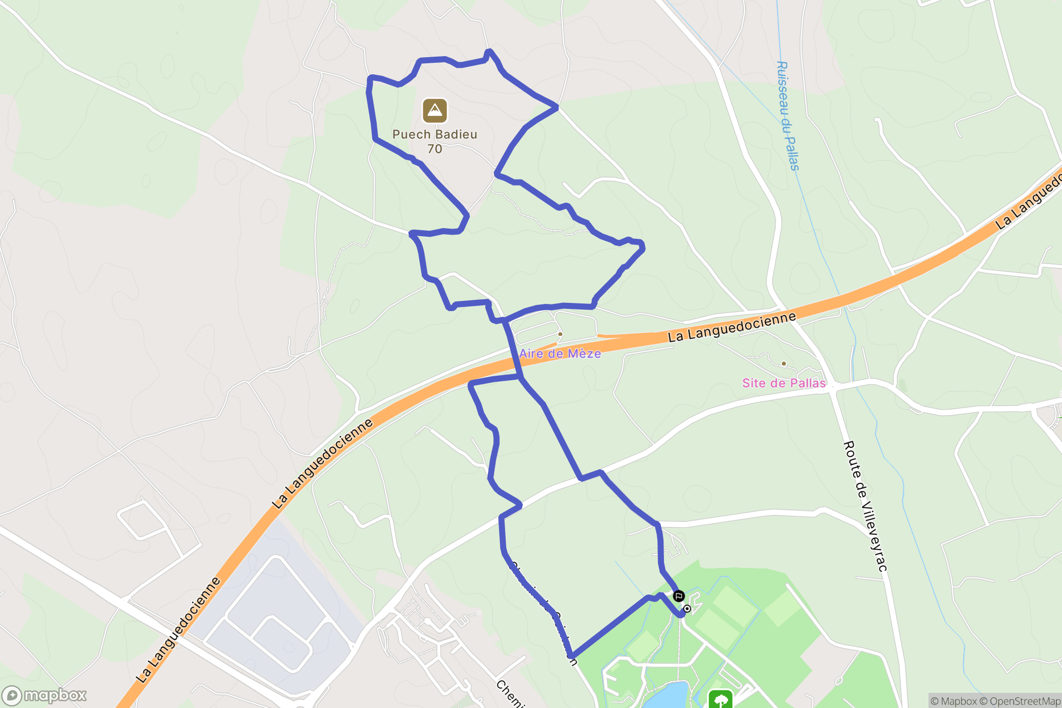 Mèze : carte du parcours de randonnée - France