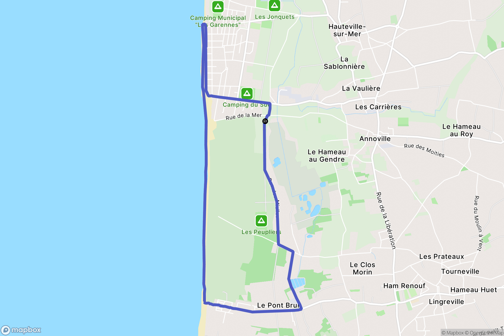 Tourneville-sur-Mer : carte du parcours de randonnée - France