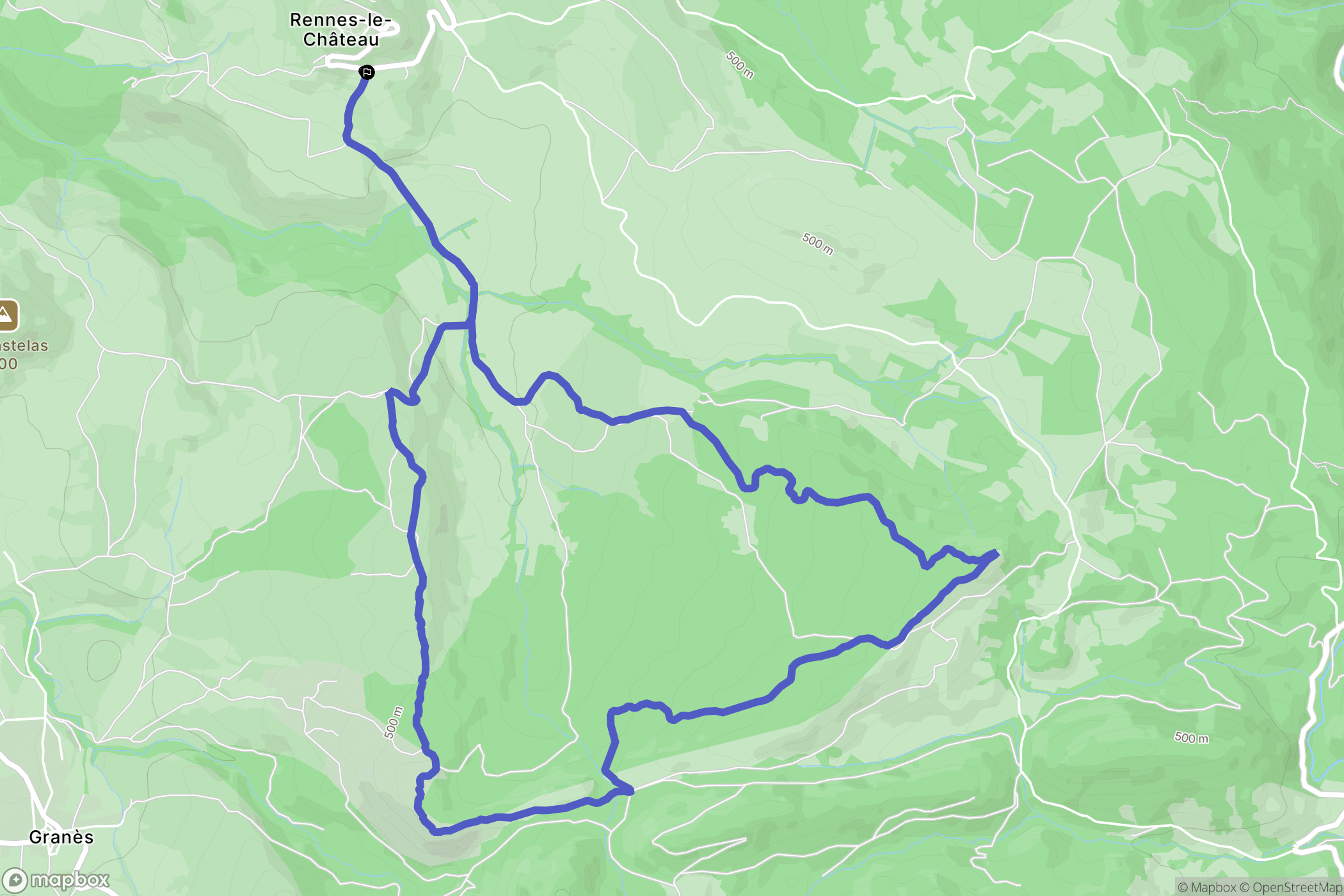 Rennes-le-Château : carte du parcours de randonnée - France