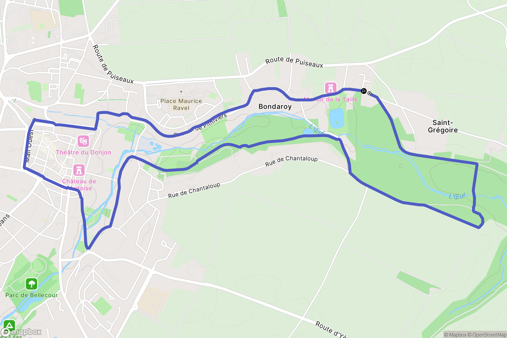 Bondaroy : carte du parcours de randonnée - France