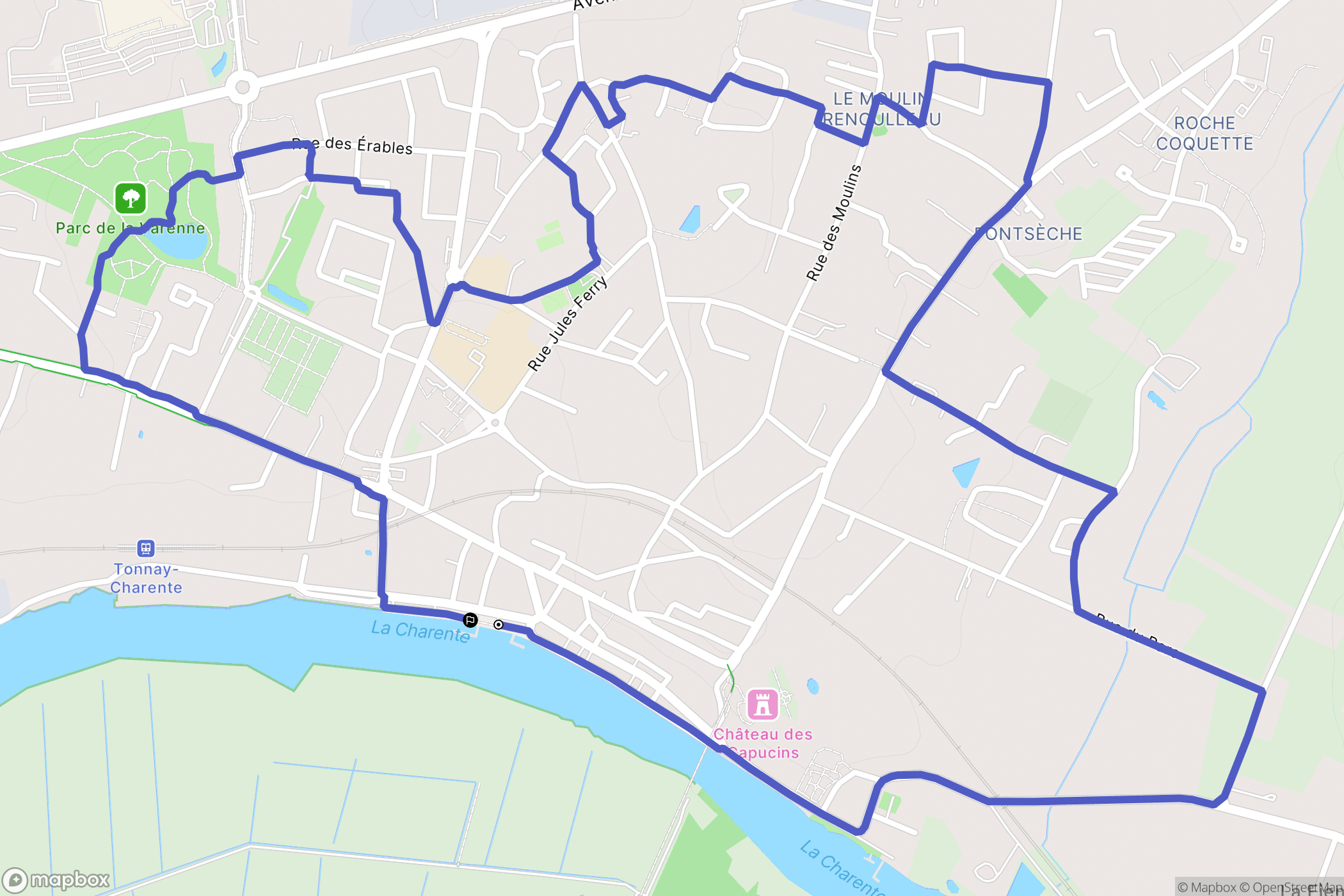 Tonnay-Charente : carte du parcours de randonnée - France