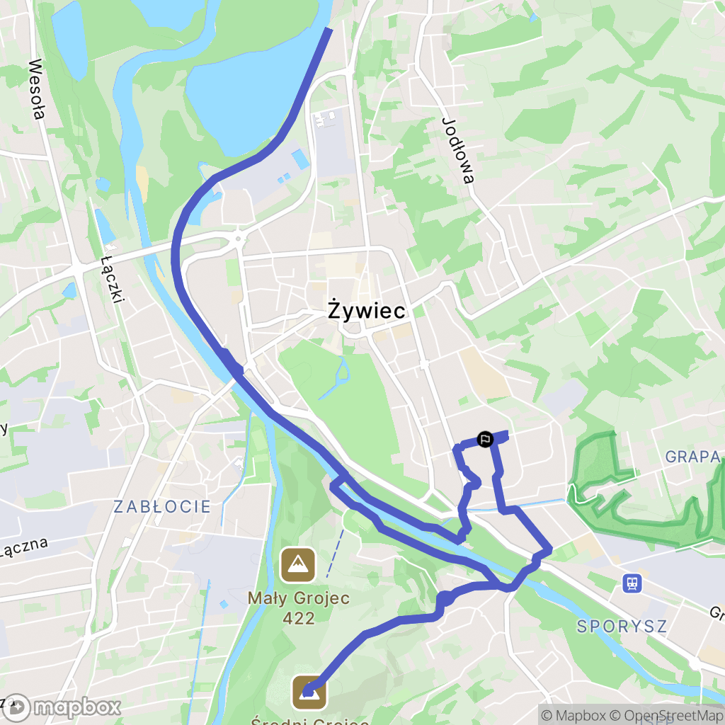 Żywiec: mapa trasy - Poland