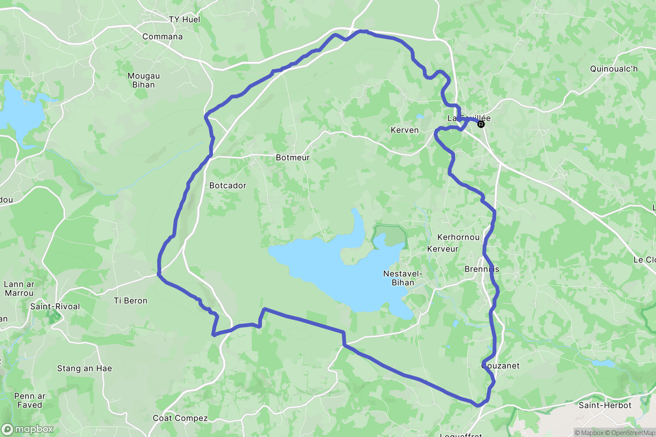 La Feuillée : carte du parcours de randonnée - France