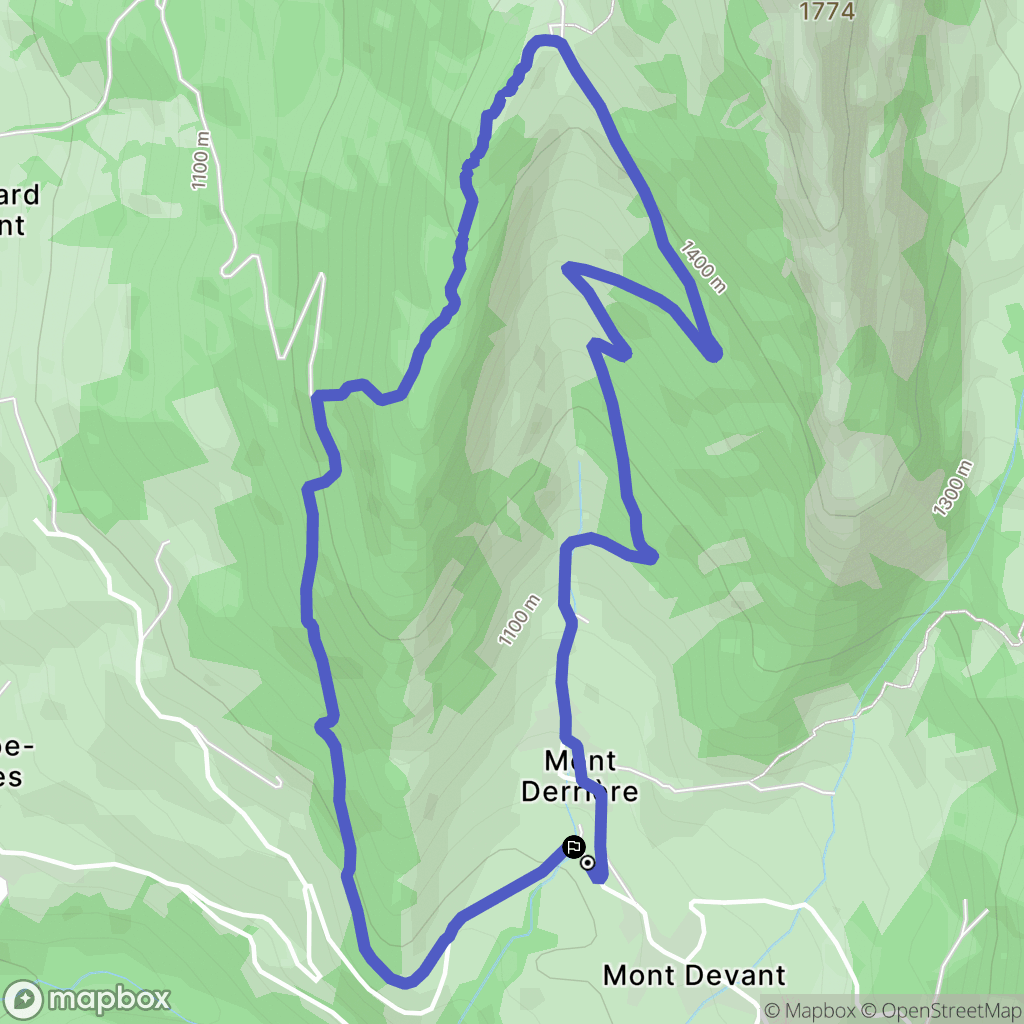 Bellecombe-en-Bauges : carte du parcours de randonnée - France