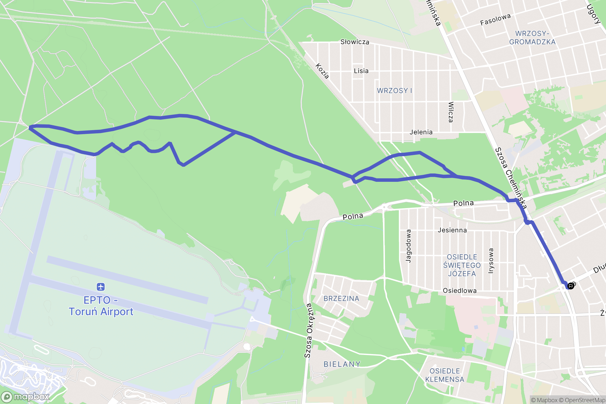 Toruń: mapa trasy - Poland