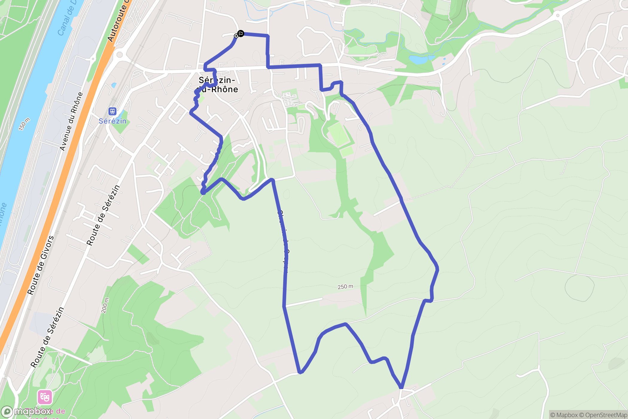 Sérézin-du-Rhône : carte du parcours de randonnée - France