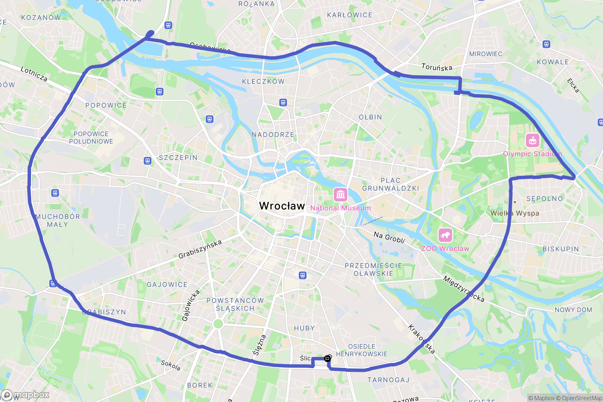 Wrocław: mapa trasy - Poland