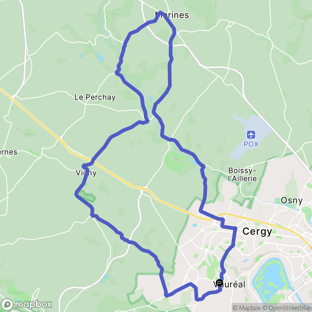 Vauréal : carte du parcours de randonnée - France