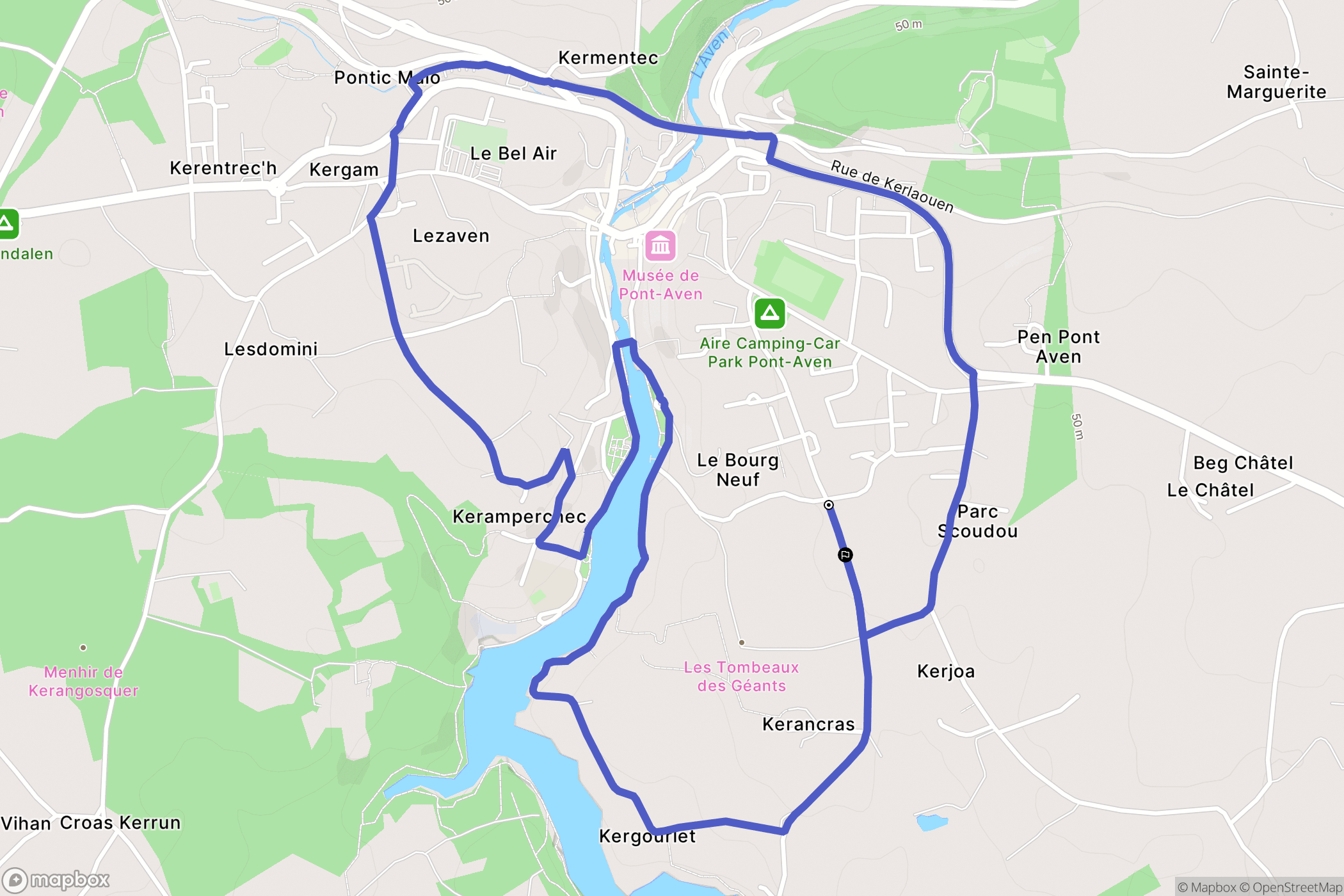 Pont-Aven : carte du parcours de randonnée - France