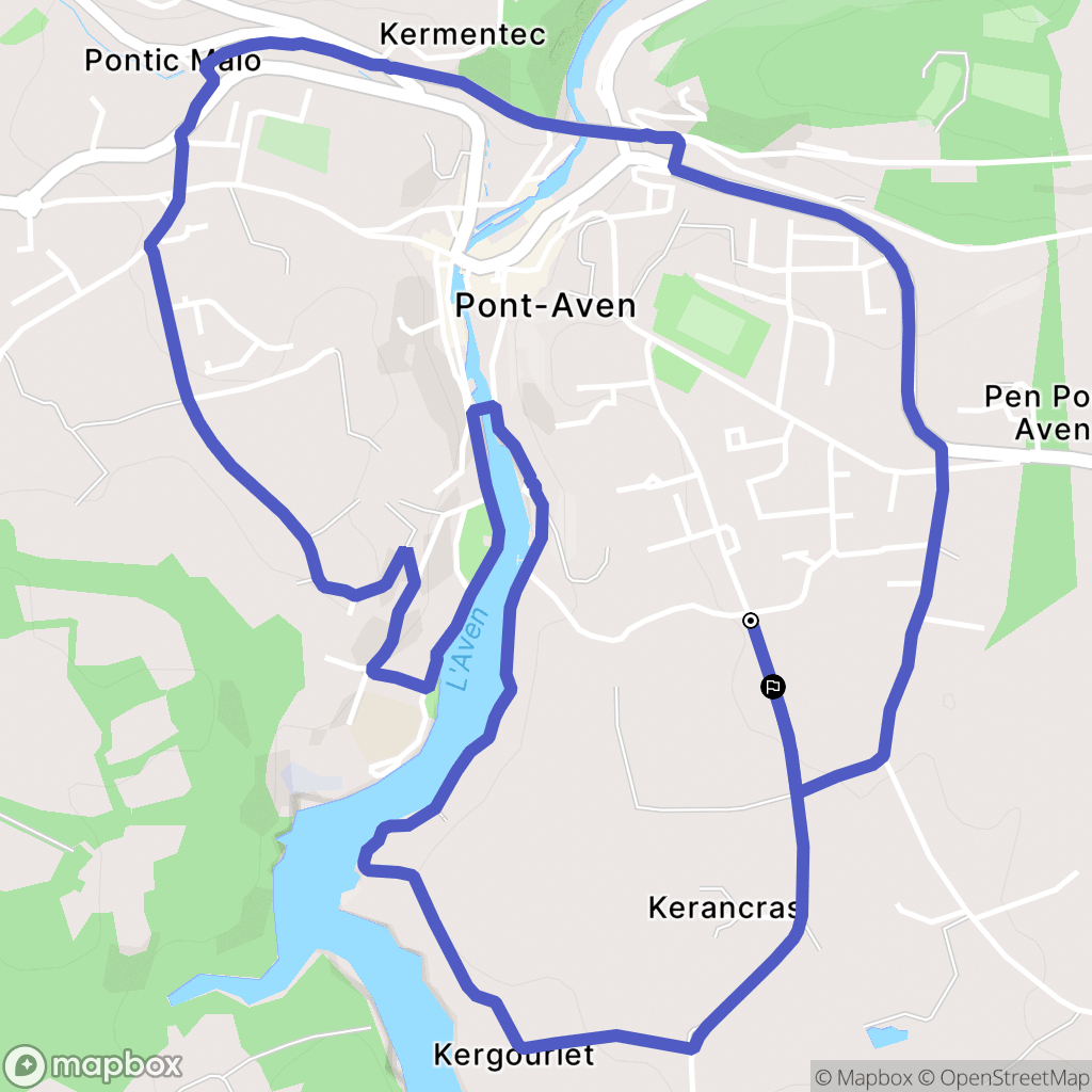 Pont-Aven : carte du parcours de randonnée - France