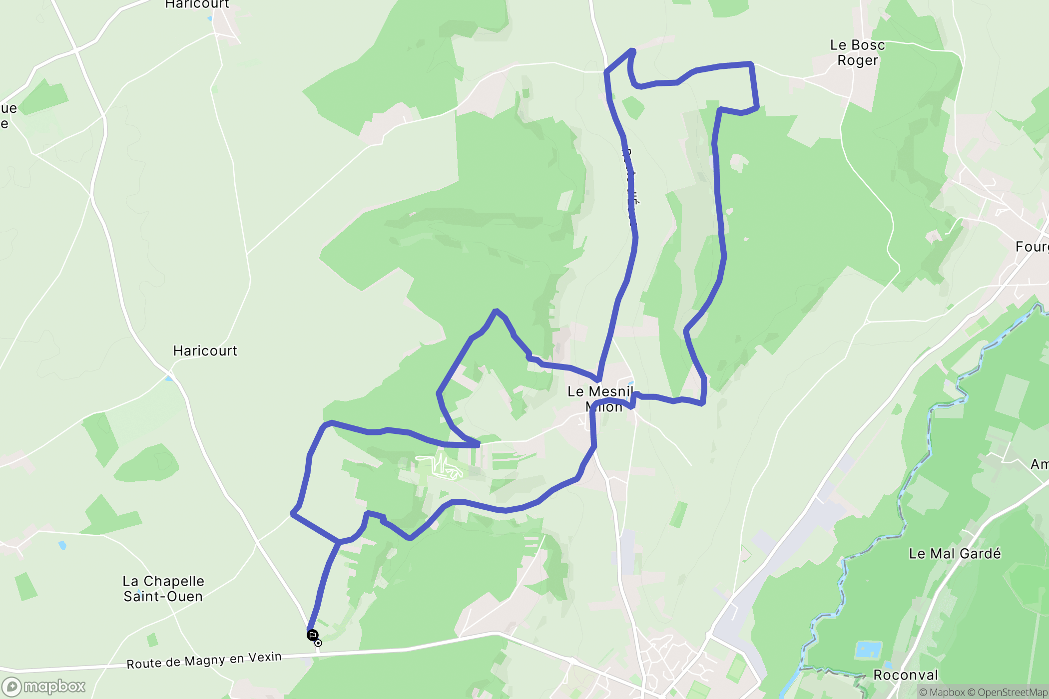 Bois-Jérôme-Saint-Ouen : carte du parcours de randonnée - France