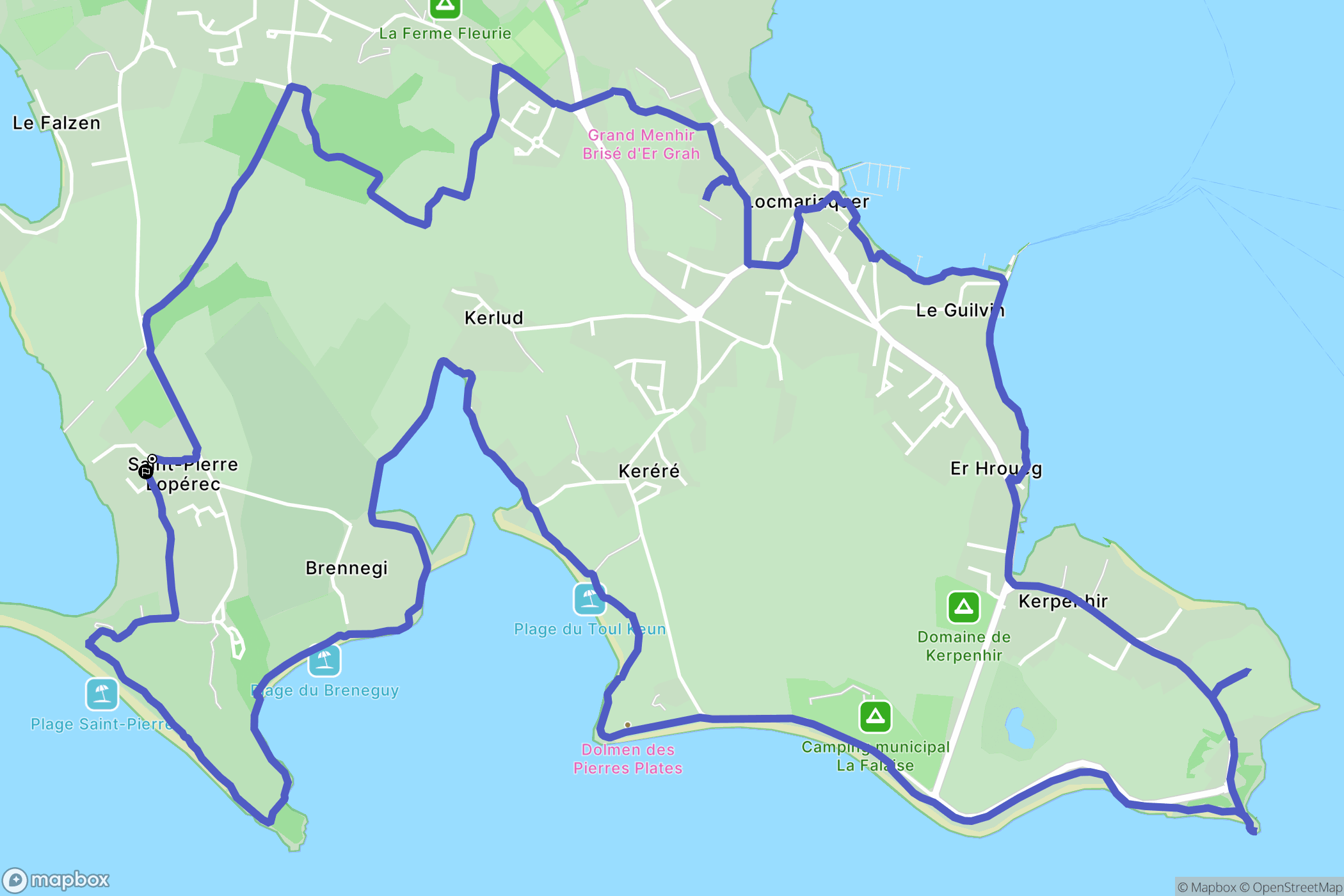 Locmariaquer : carte du parcours de randonnée - France