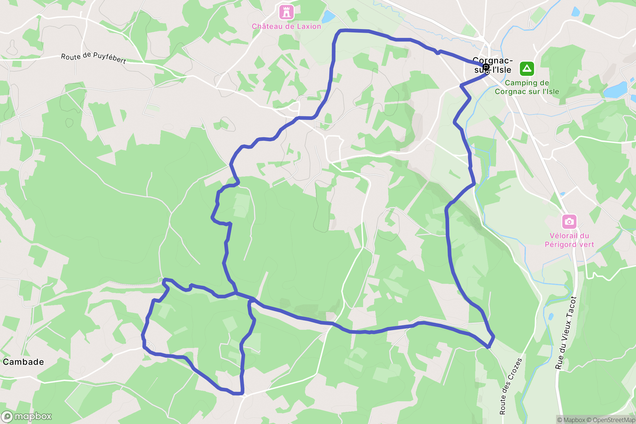 Corgnac-sur-l'Isle : carte du parcours de randonnée - France