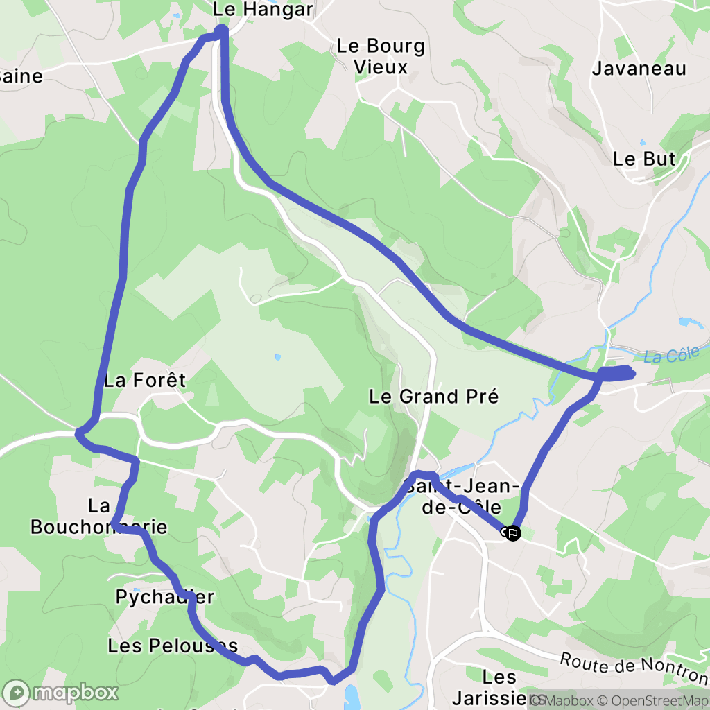 Saint-Jean-de-Côle : carte du parcours de randonnée - France