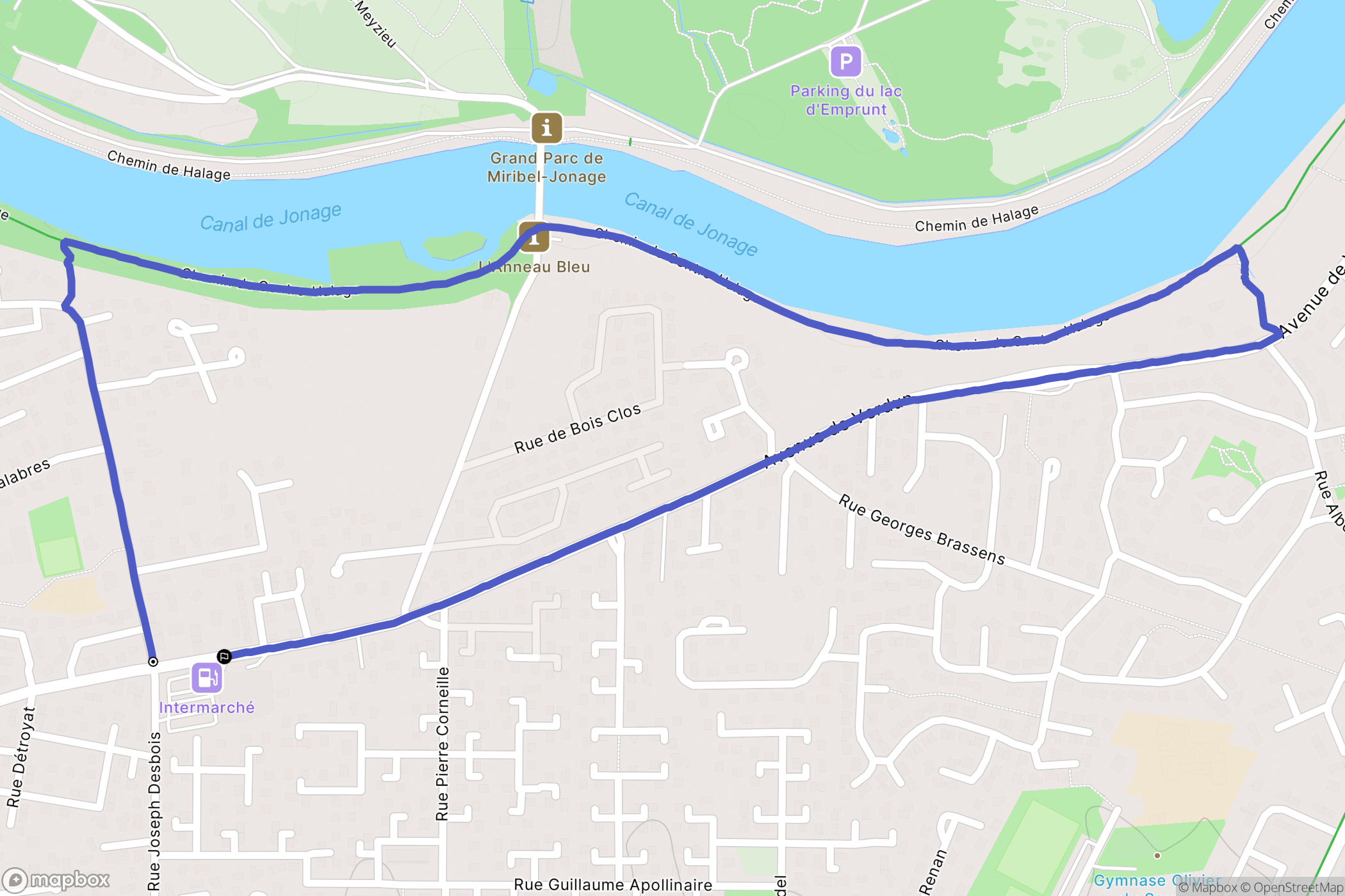 Meyzieu : carte du parcours de randonnée - France