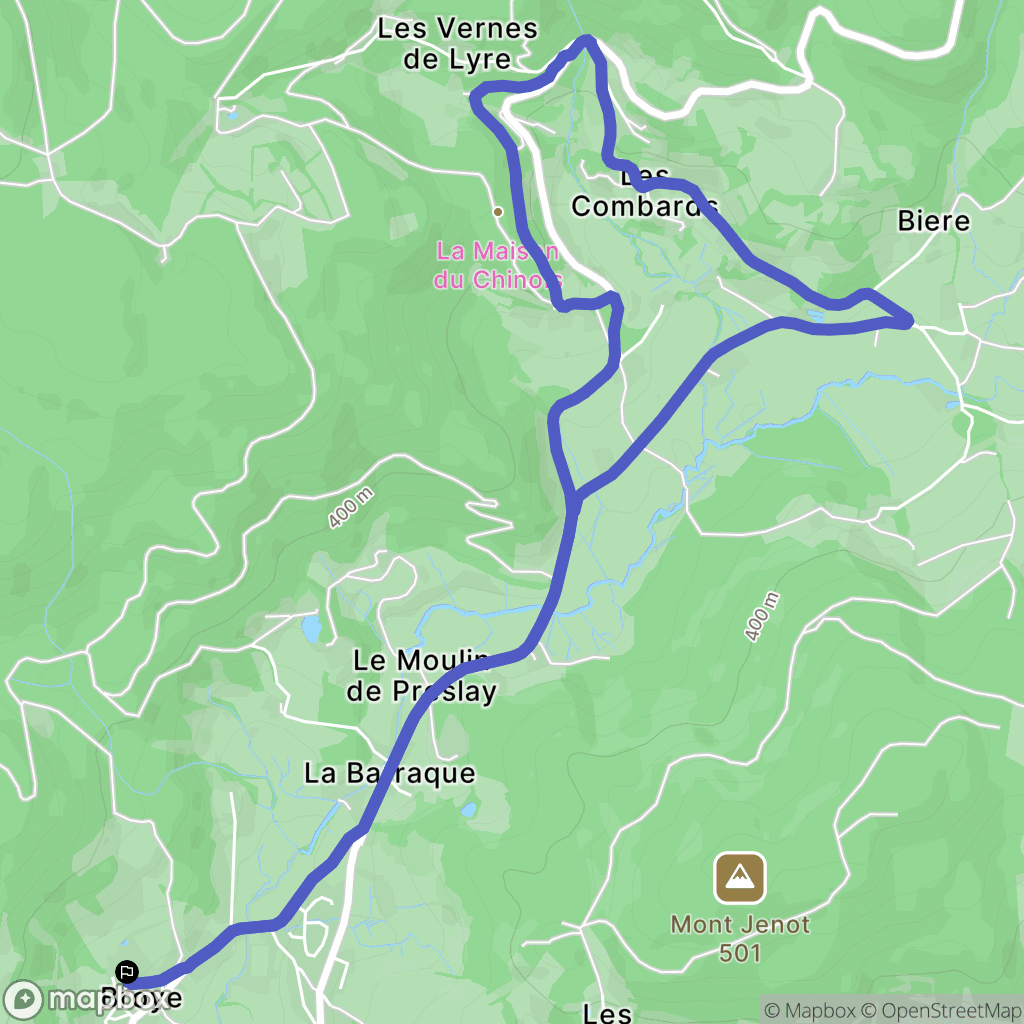 Broye : carte du parcours de randonnée - France