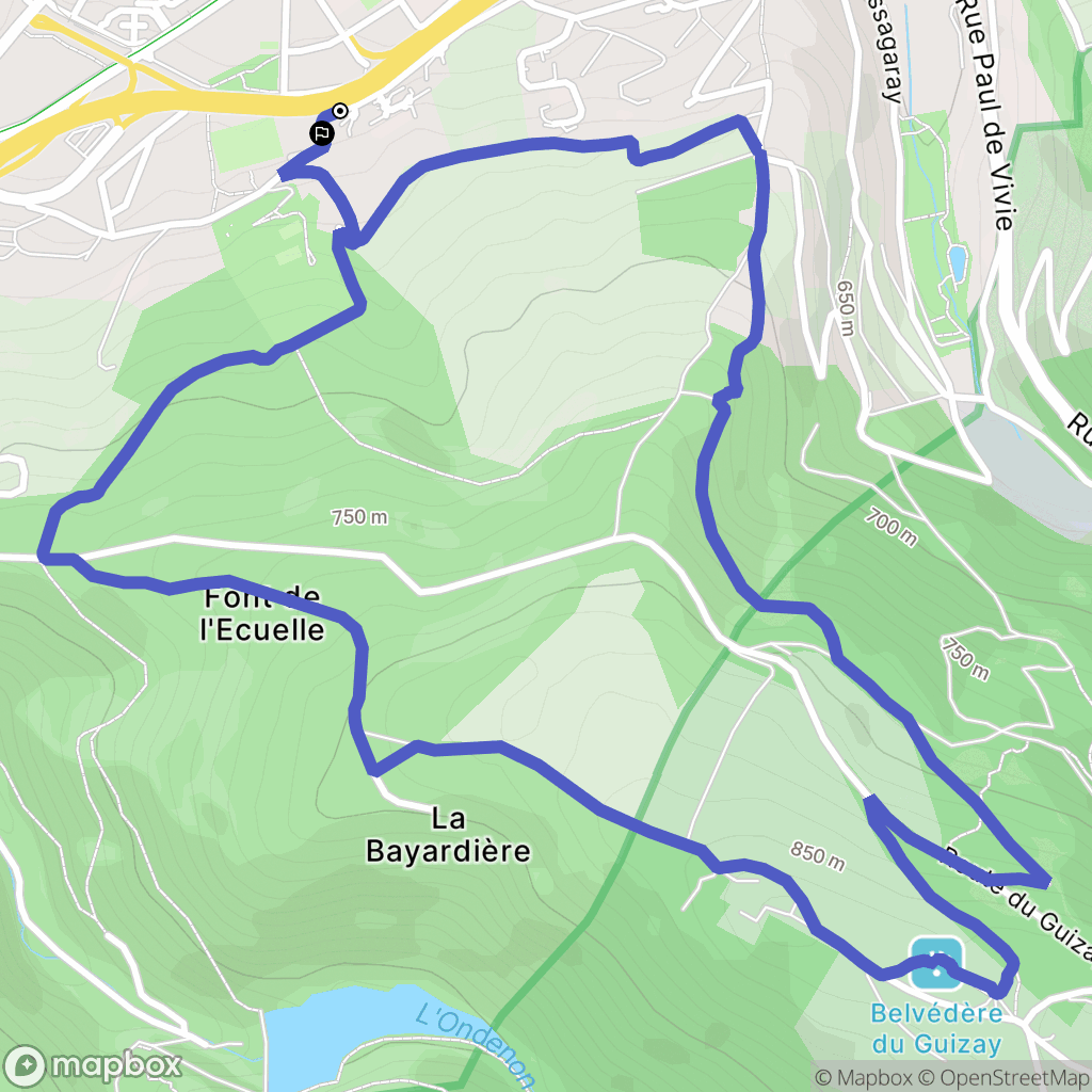 Saint-Étienne : carte du parcours de randonnée - France