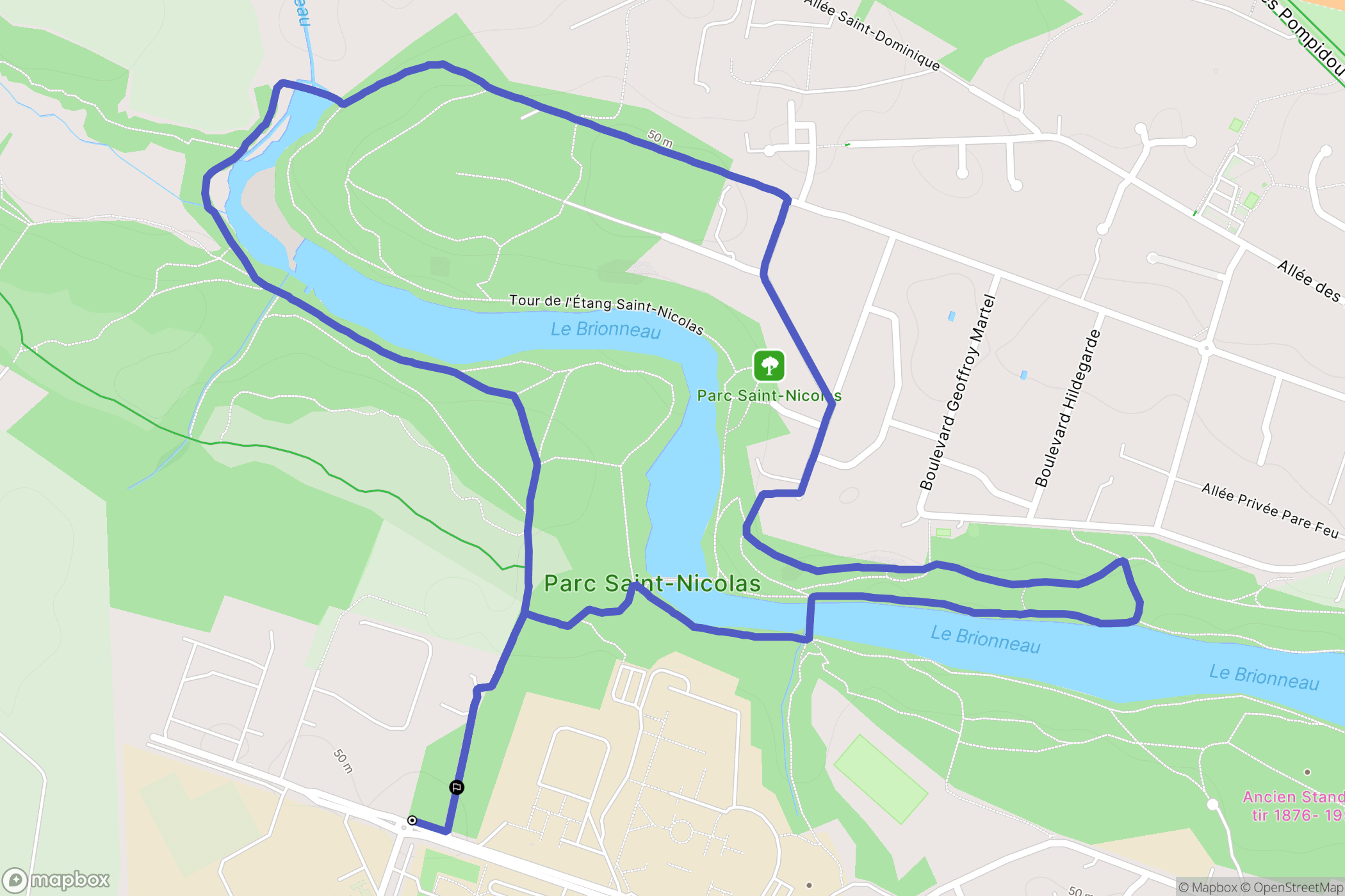 Angers : carte du parcours de randonnée - France