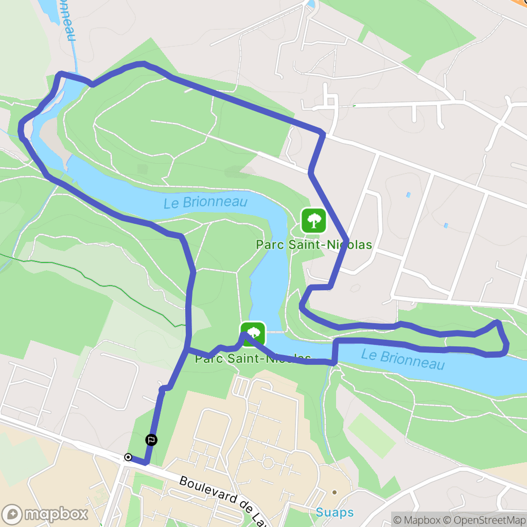 Angers : carte du parcours de randonnée - France