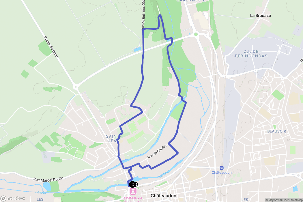 Châteaudun : carte du parcours de randonnée - France