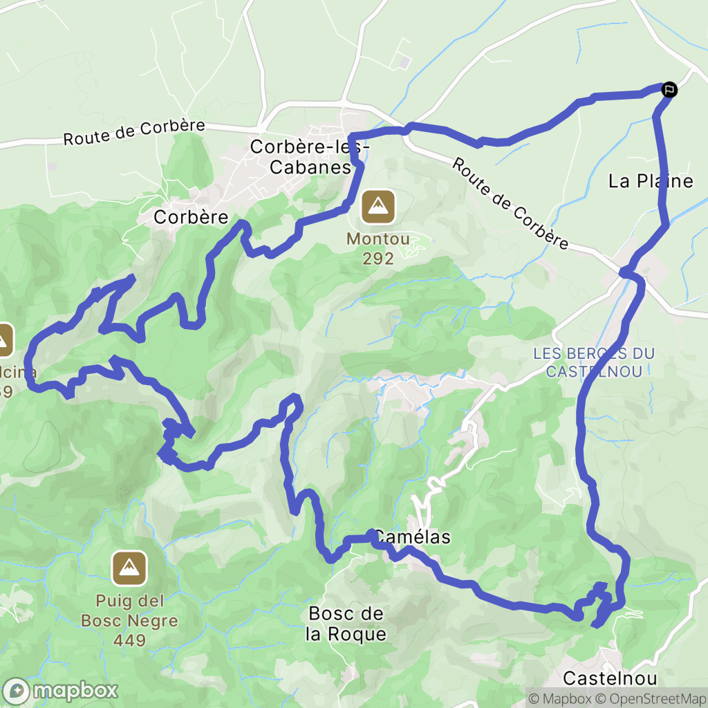 Camélas : carte du parcours de randonnée - France