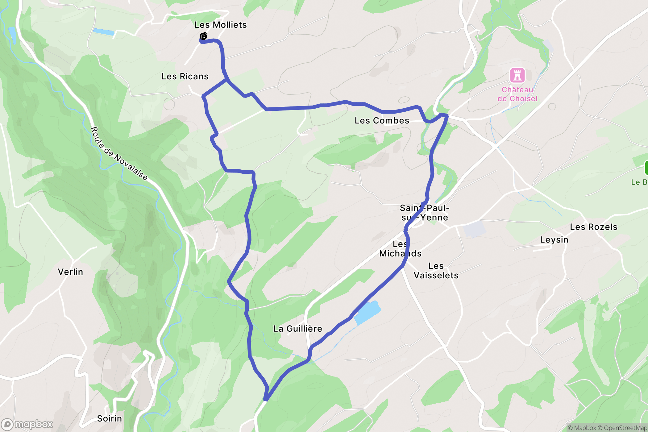 Yenne : carte du parcours de randonnée - France