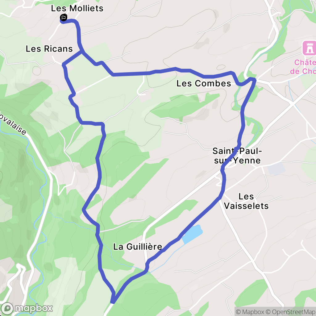 Yenne : carte du parcours de randonnée - France
