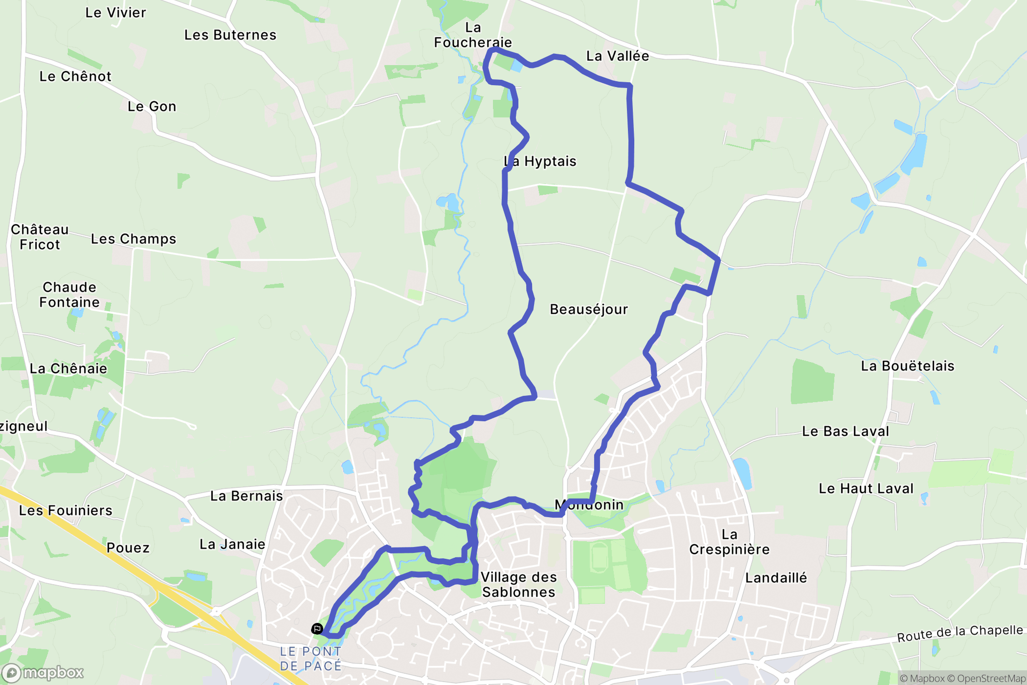 Pacé : carte du parcours de randonnée - France