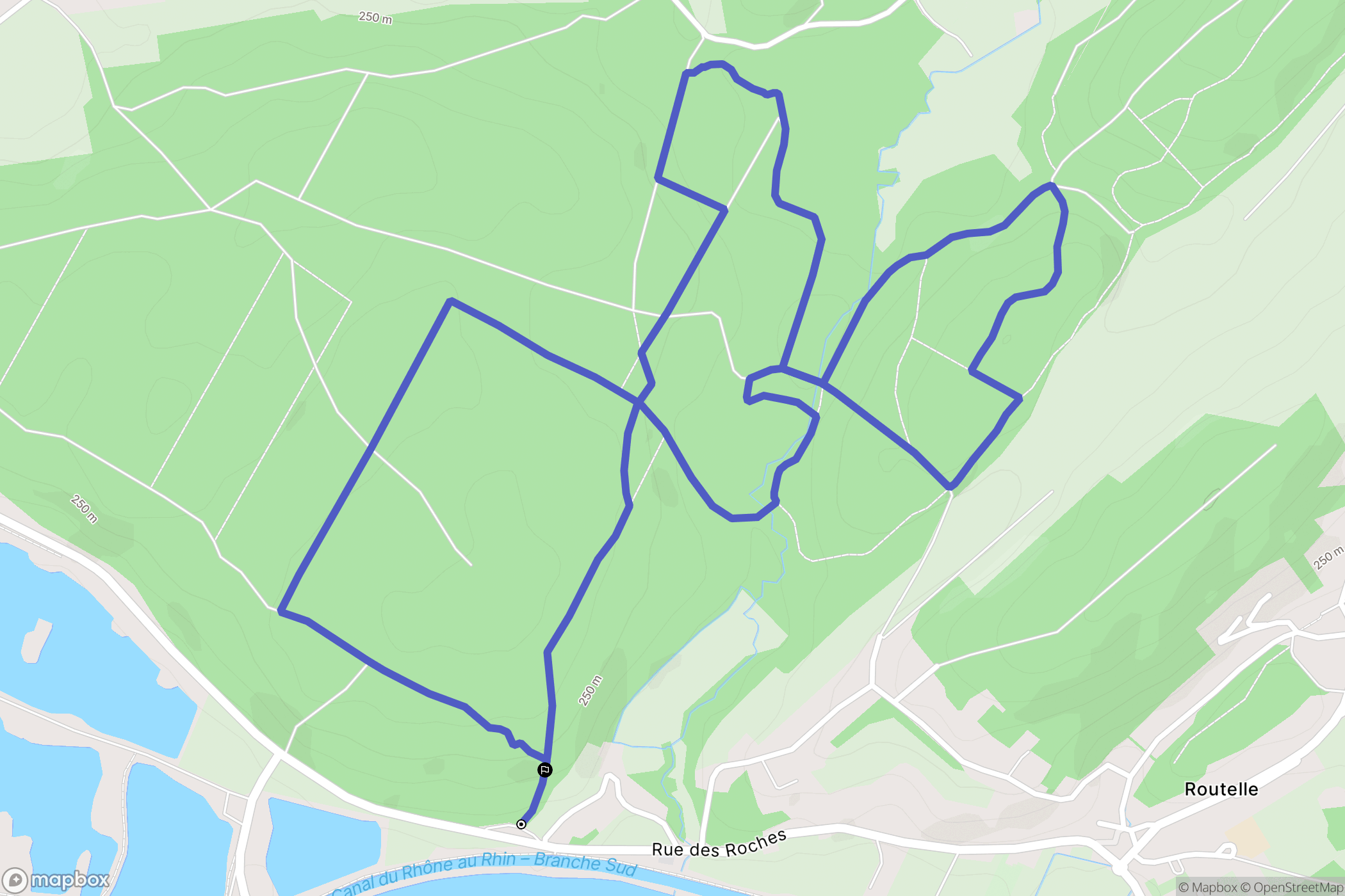 Osselle-Routelle : carte du parcours de randonnée - France