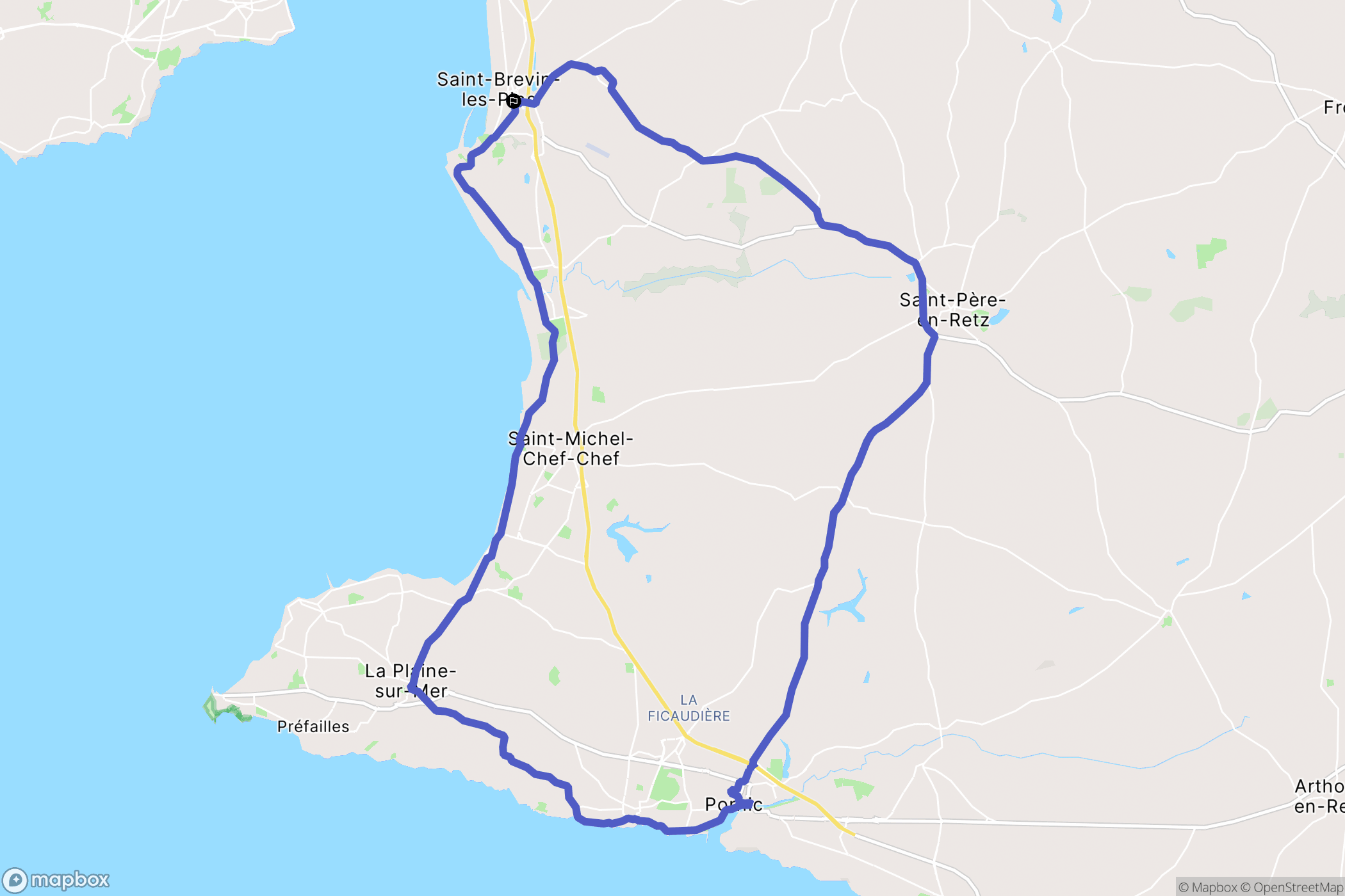 Saint-Brevin-les-Pins : carte du parcours de randonnée - France