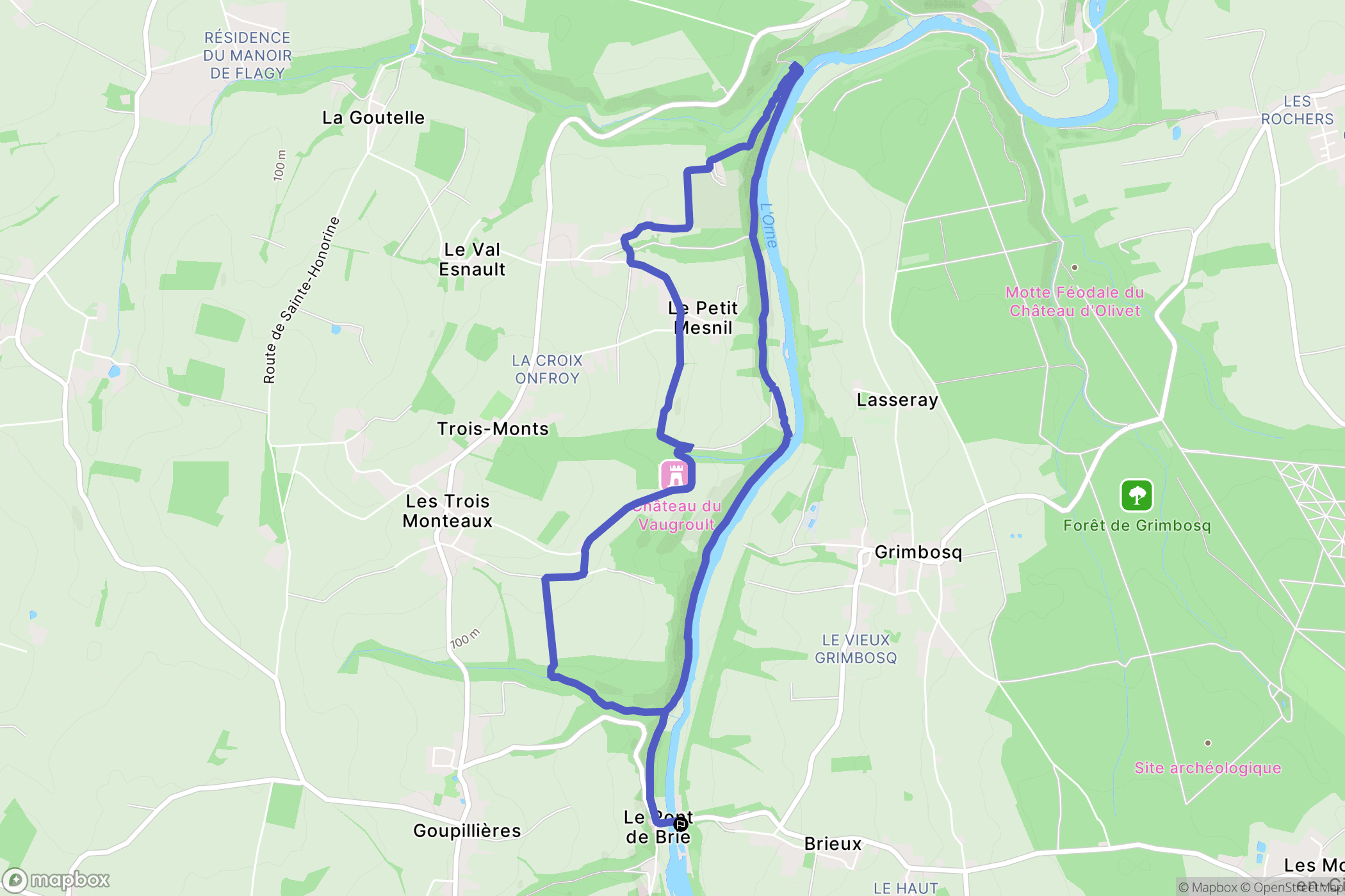 Grimbosq : carte du parcours de randonnée - France