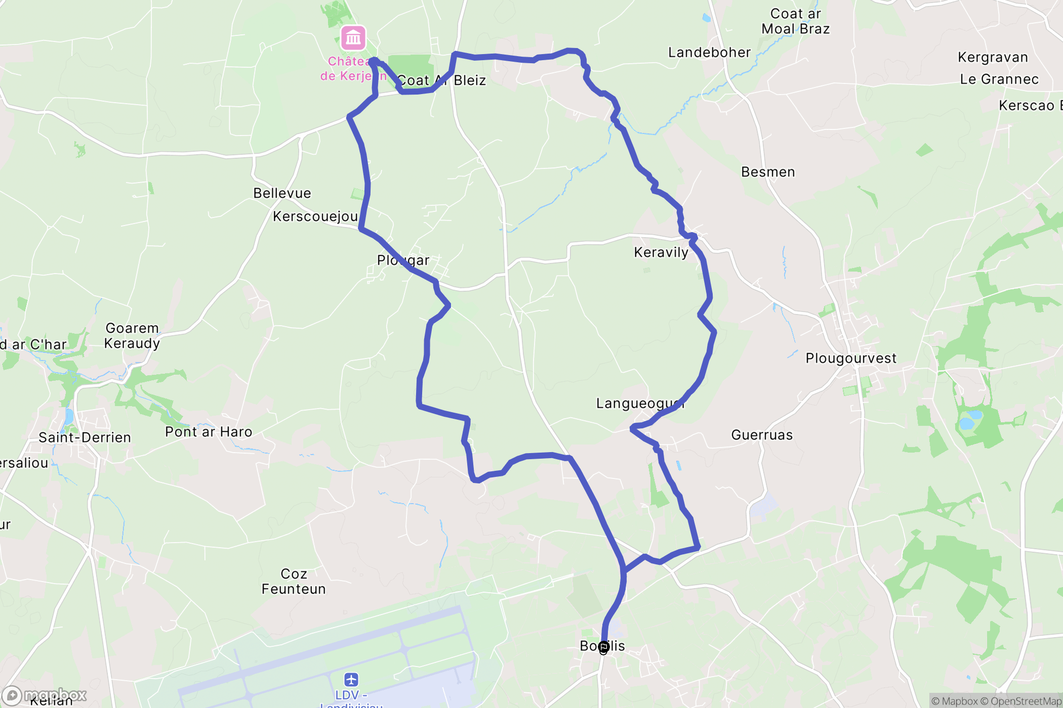 Bodilis : carte du parcours de randonnée - France
