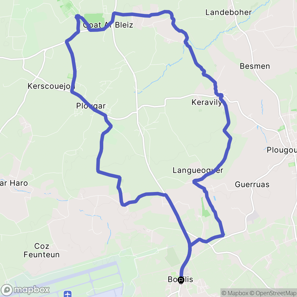 Bodilis : carte du parcours de randonnée - France