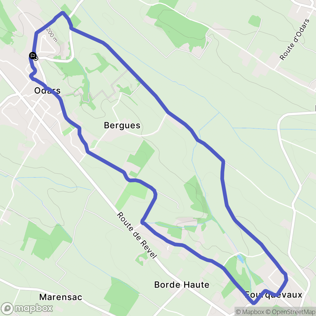 Odars : carte du parcours de randonnée - France
