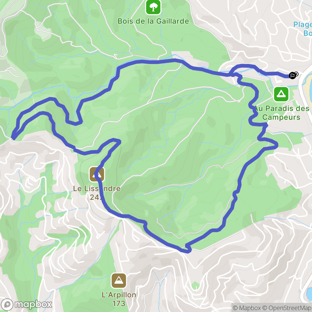 Roquebrune-sur-Argens : carte du parcours de randonnée - France