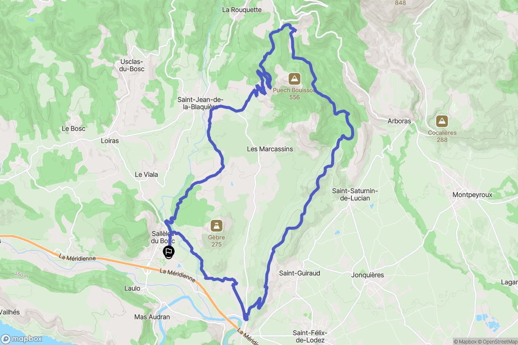 Le Bosc : carte du parcours de randonnée - France