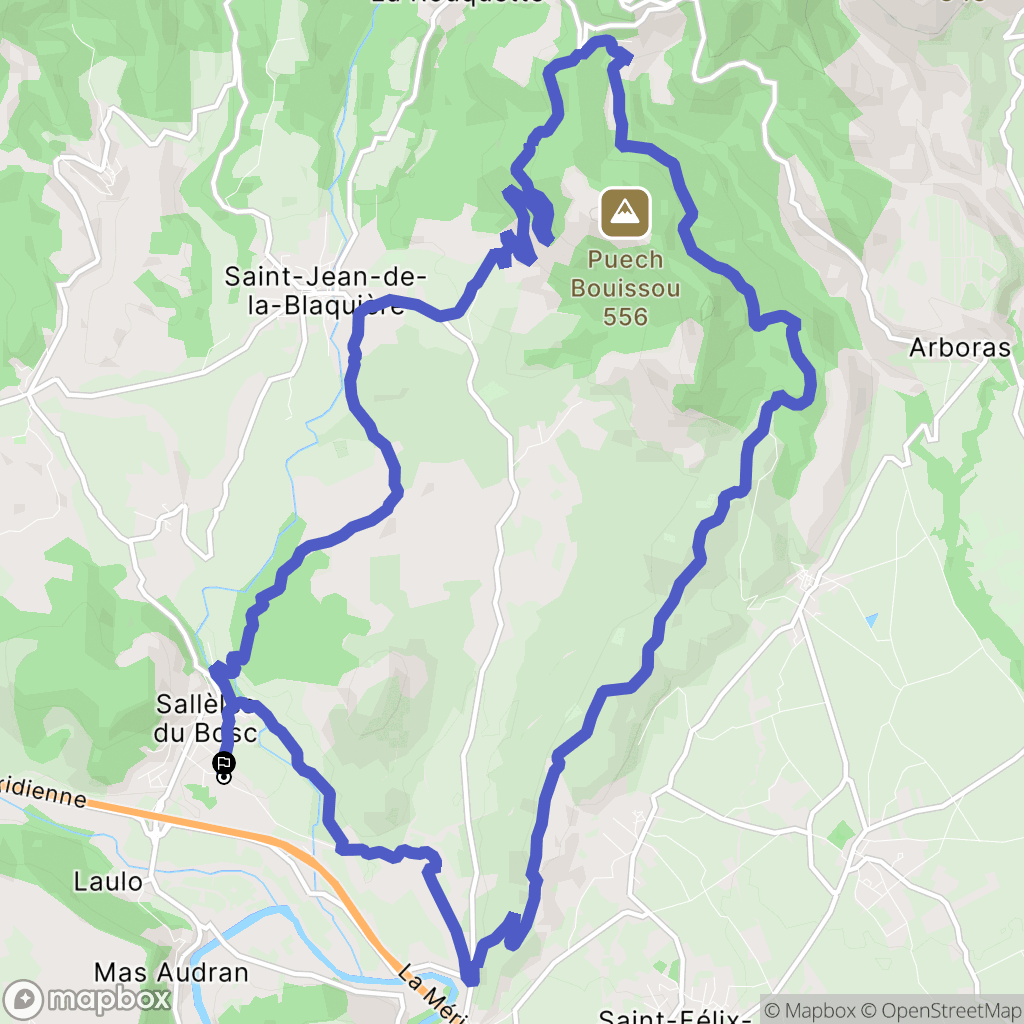 Le Bosc : carte du parcours de randonnée - France