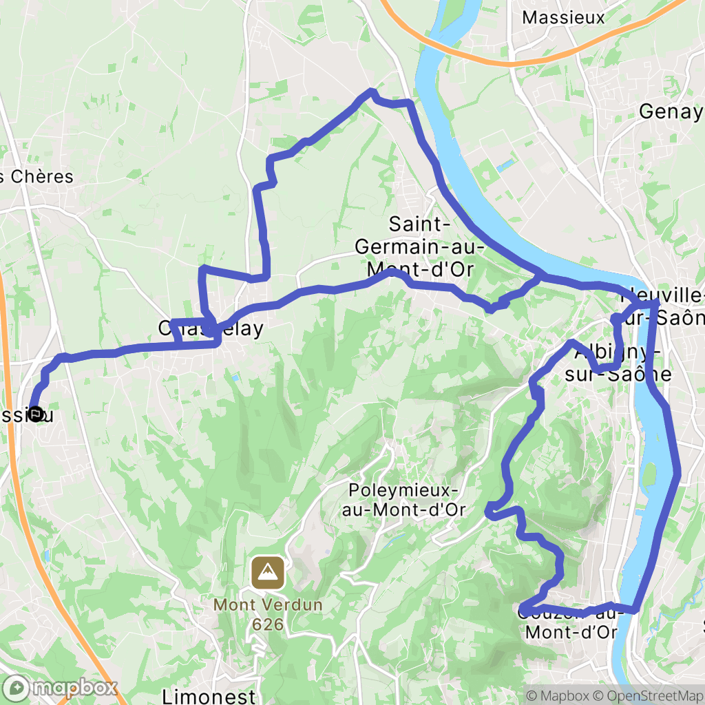 Lissieu : carte du parcours de randonnée - France