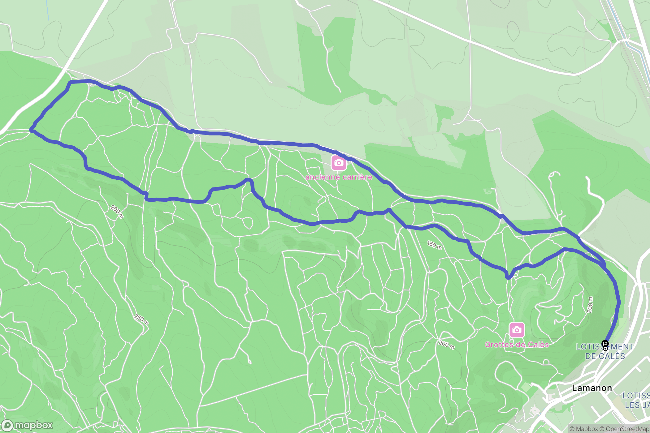 Lamanon : carte du parcours de randonnée - France