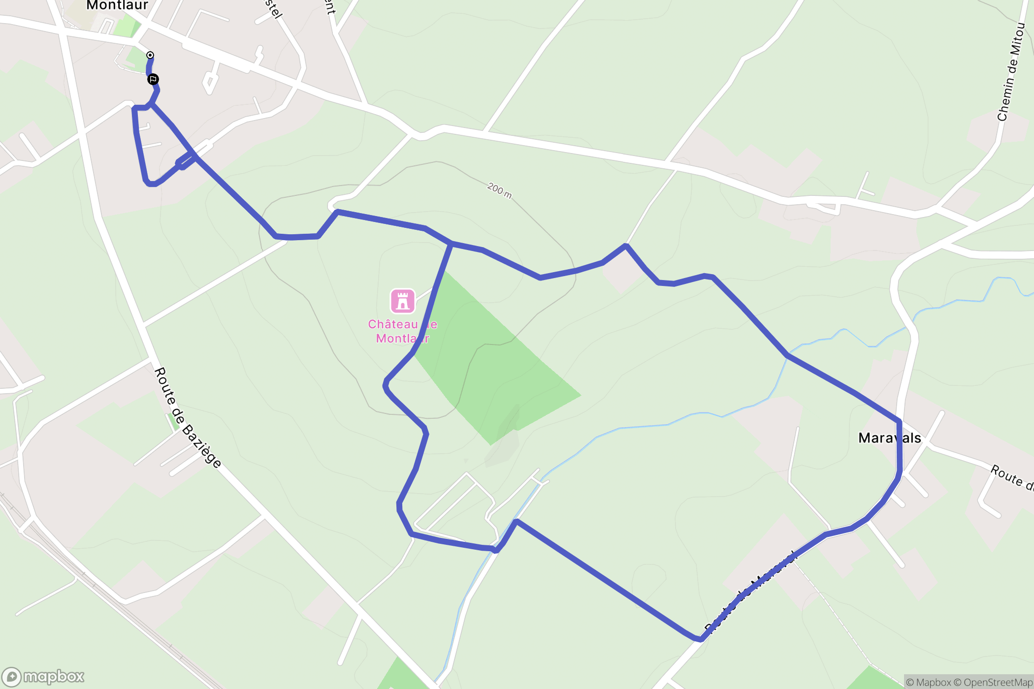 Montlaur : carte du parcours de randonnée - France