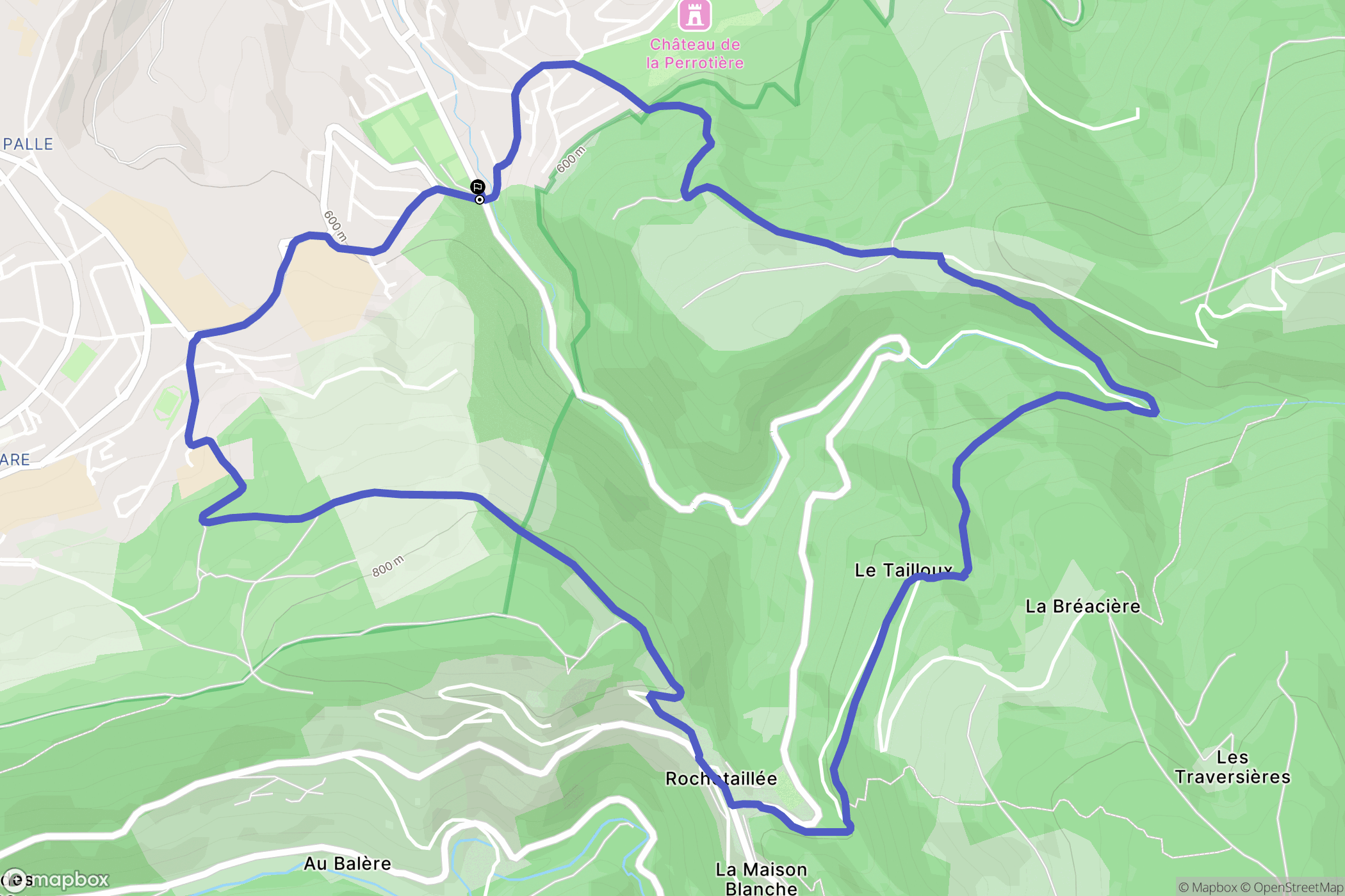 Saint-Étienne : carte du parcours de randonnée - France