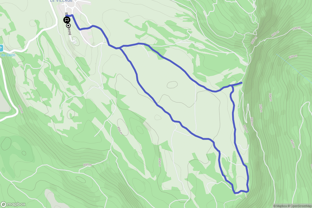 Innimond : carte du parcours de randonnée - France
