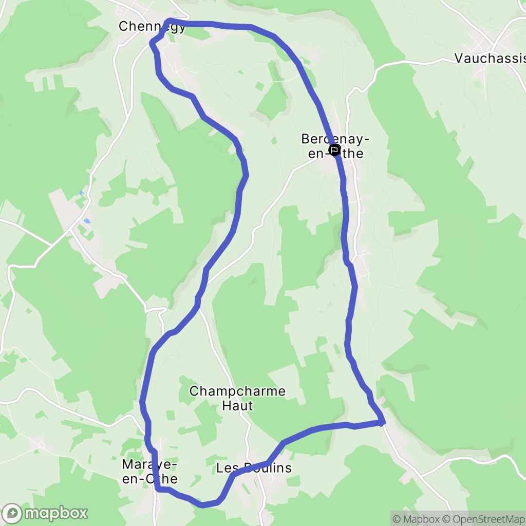 Bercenay-en-Othe : carte du parcours de randonnée - France