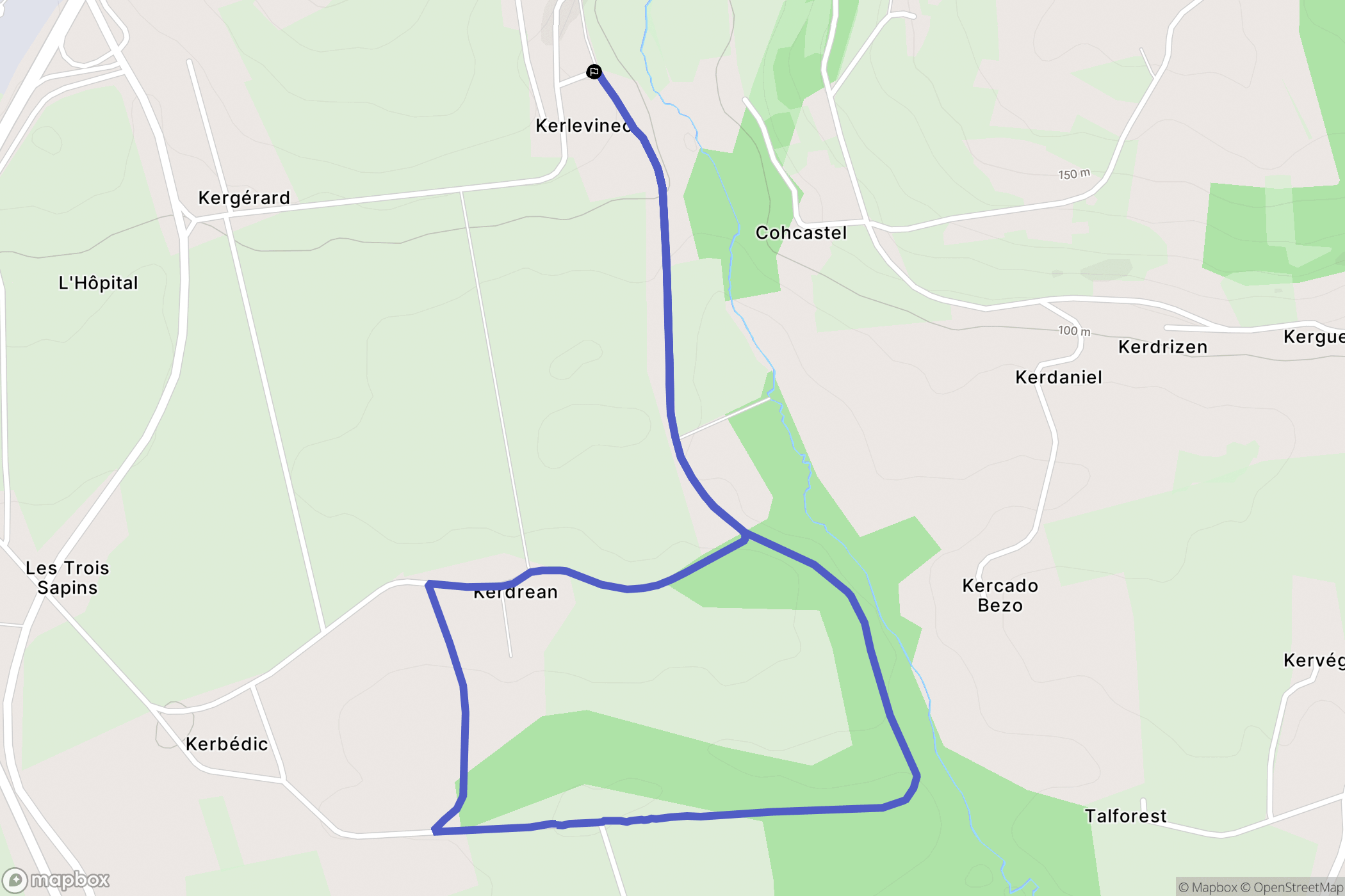 Moustoir-Ac : carte du parcours de randonnée - France